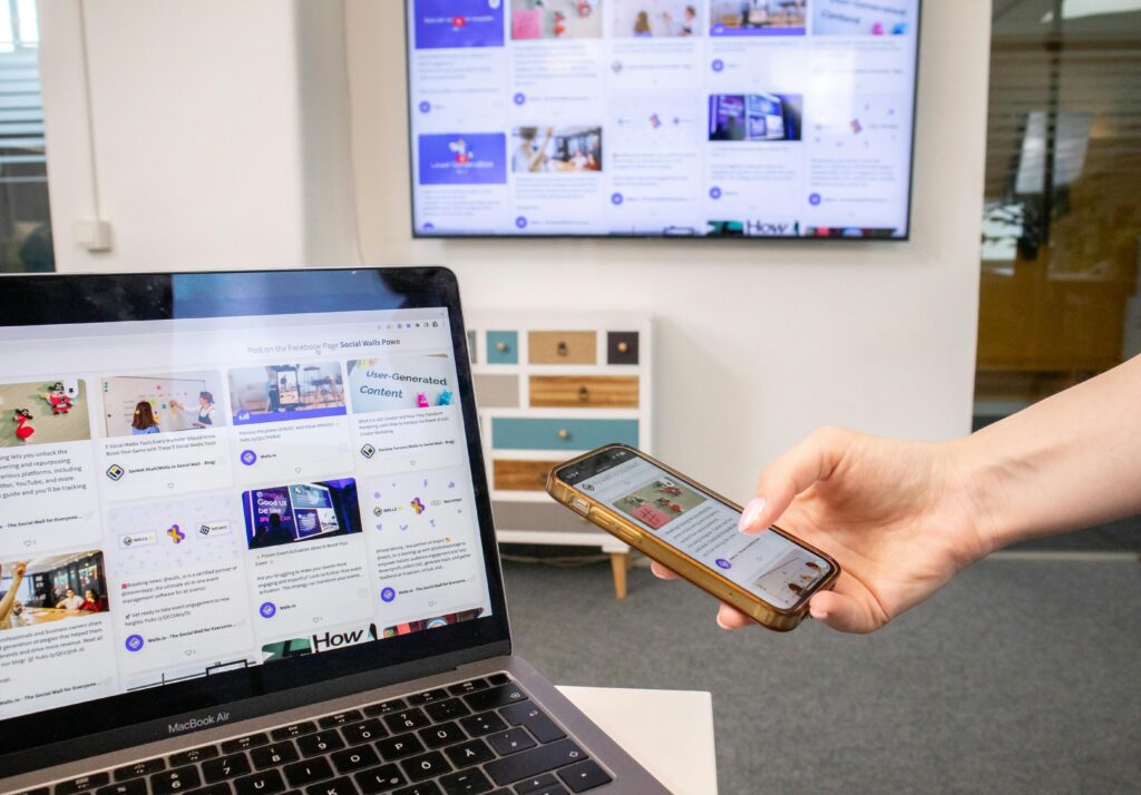 person managing social media accounts using AI tools for clients